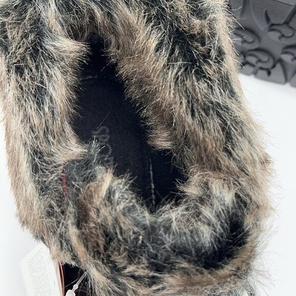 Sporto Holly Suede Boot Bootie Faux Fur Trim Burgundy Lace Up Block Heel 9 wide - Picture 10 of 12